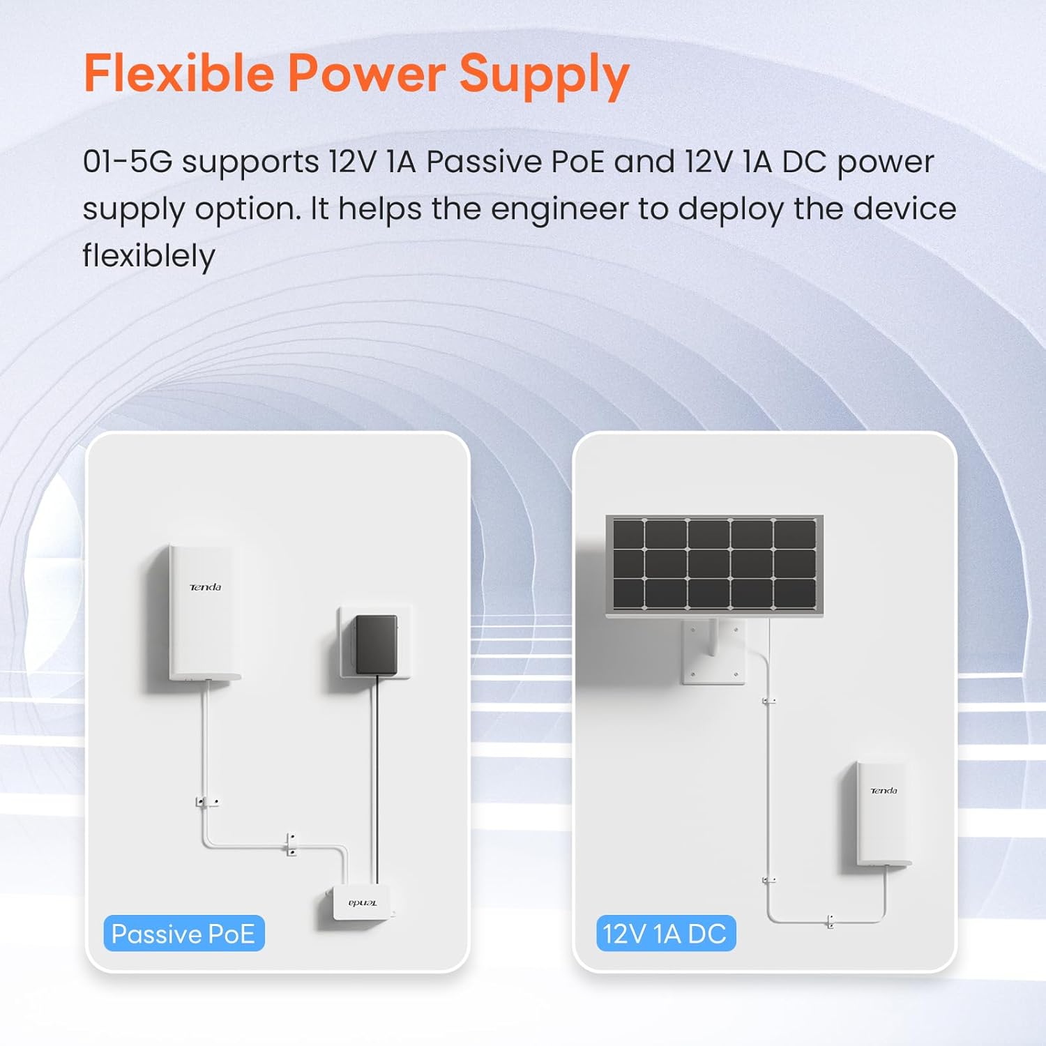 Tenda O1-5G 5.8GHz 867Mbps Outdoor Wireless Bridge, Point to Point Wi-Fi Bridge, 1KM Long Distance, Outdoor CPE with 2 * 9dBi Antenna, PTP/PTMP, IP65 Waterproof Enclosure