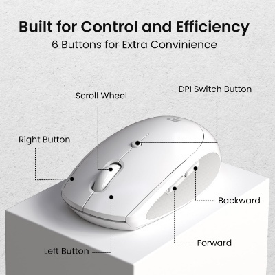 Portronics Toad 30 Wireless Mouse with 2.4 GHz Connectivity, USB Receiver, 6 Buttons, Adjustable DPI, Silicon Grip & Ergonomic Design for PC, Laptop, Mac