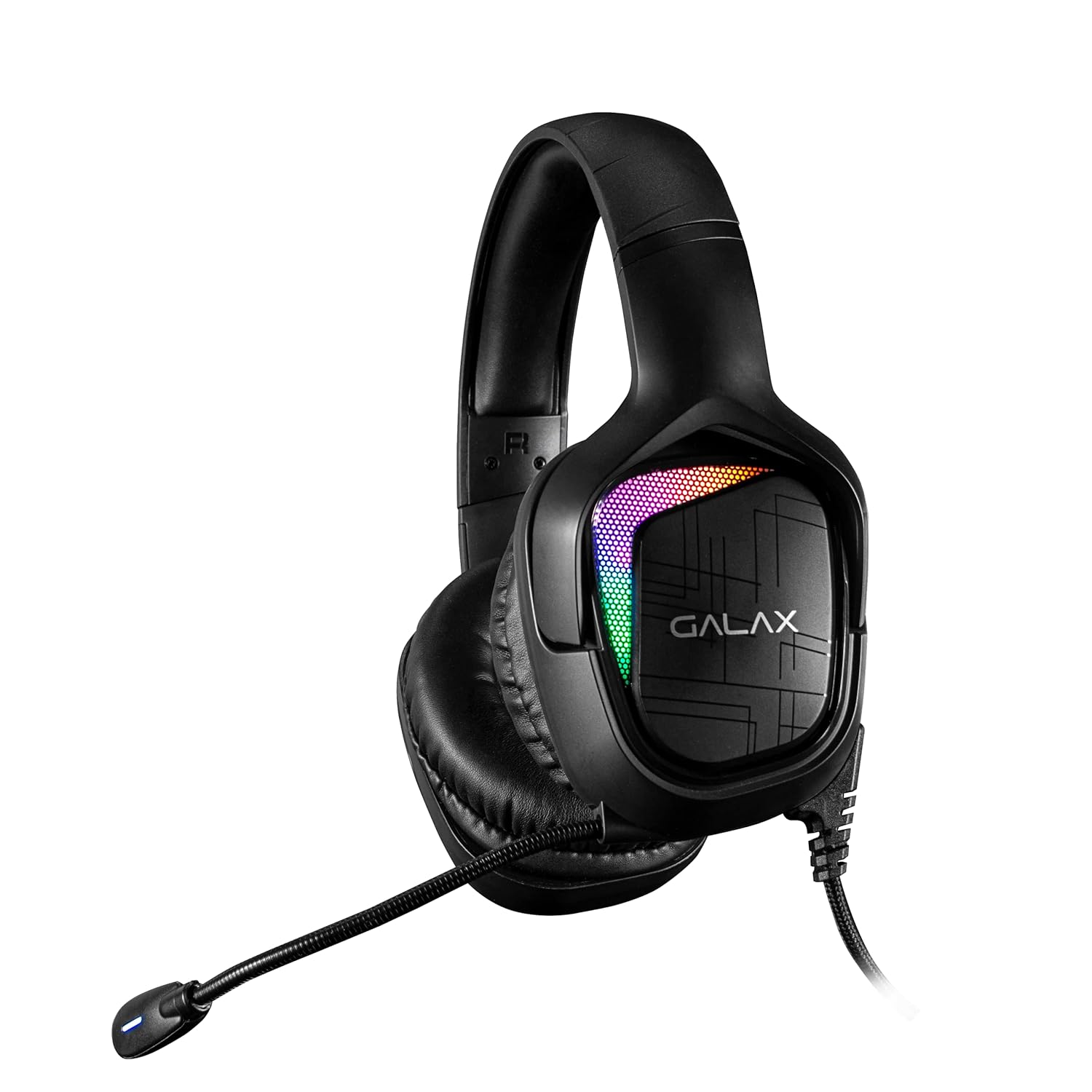 GALAX (SONAR-04) On Ear Gaming Headphones with Professional Mic | 7.1 Virtual Dynamic Surround Sound | RGB LED Lights | Premium Leather Earmuffs | USB Braided Cable | Adjustable Headband