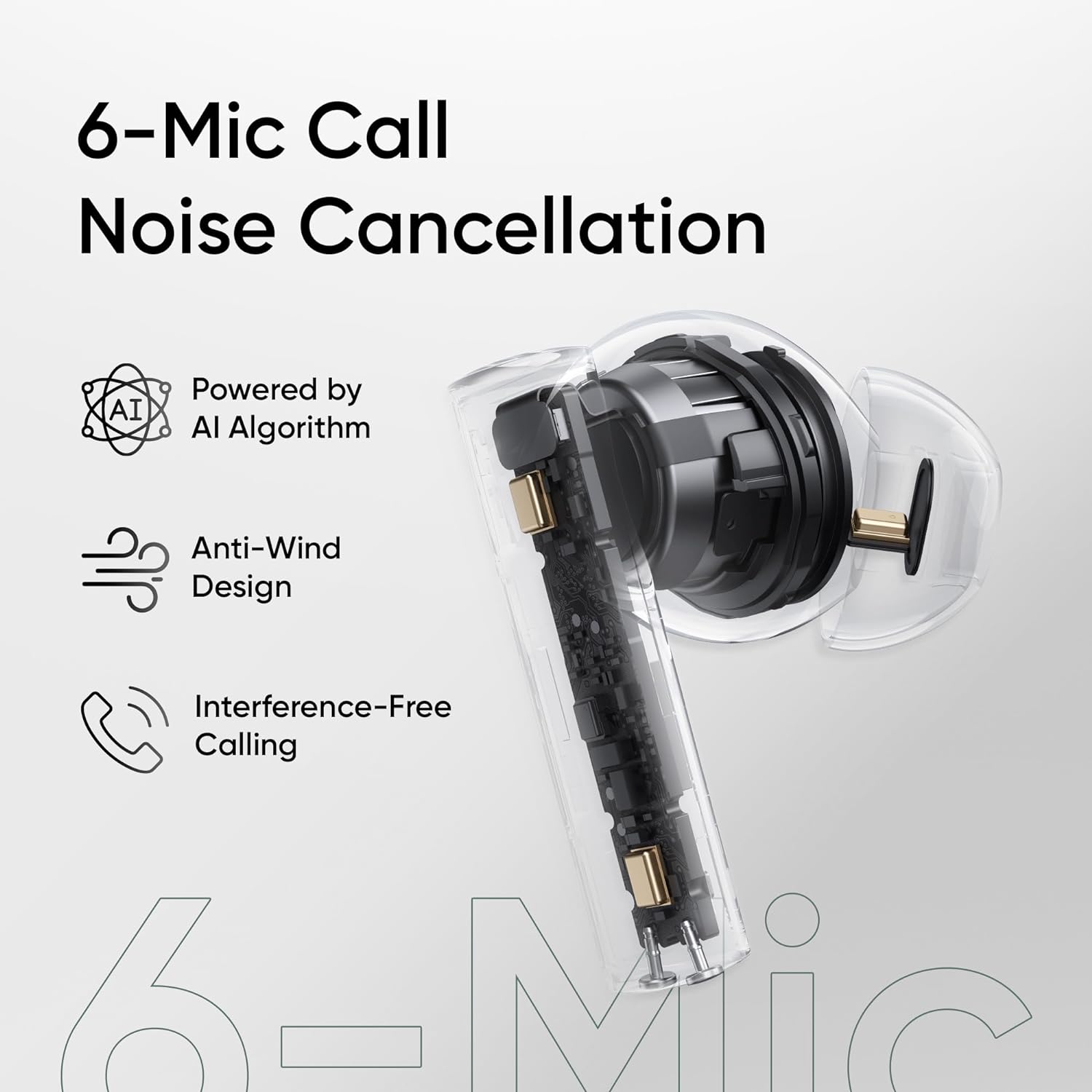 Realme Buds Air 6 TWS Earbuds – 12.4mm Driver, 50dB ANC, 40H Playtime, IP55, Bluetooth V5.3 (Flame Silver