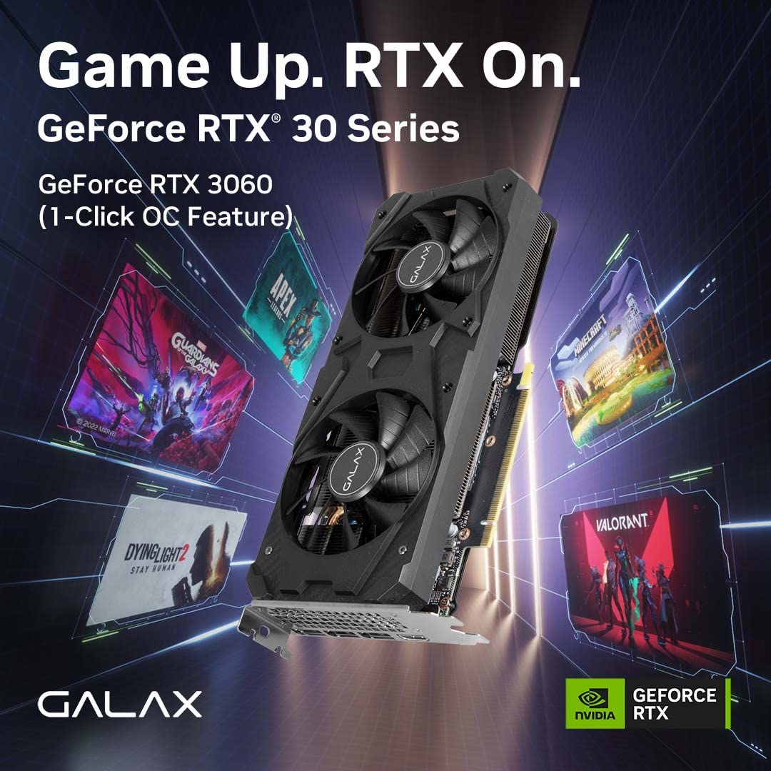 GALAX GeForce RTX 3060 (1-Click OC Feature) 12GB GDDR6 192-bit DP*3/HDMI Graphics Card