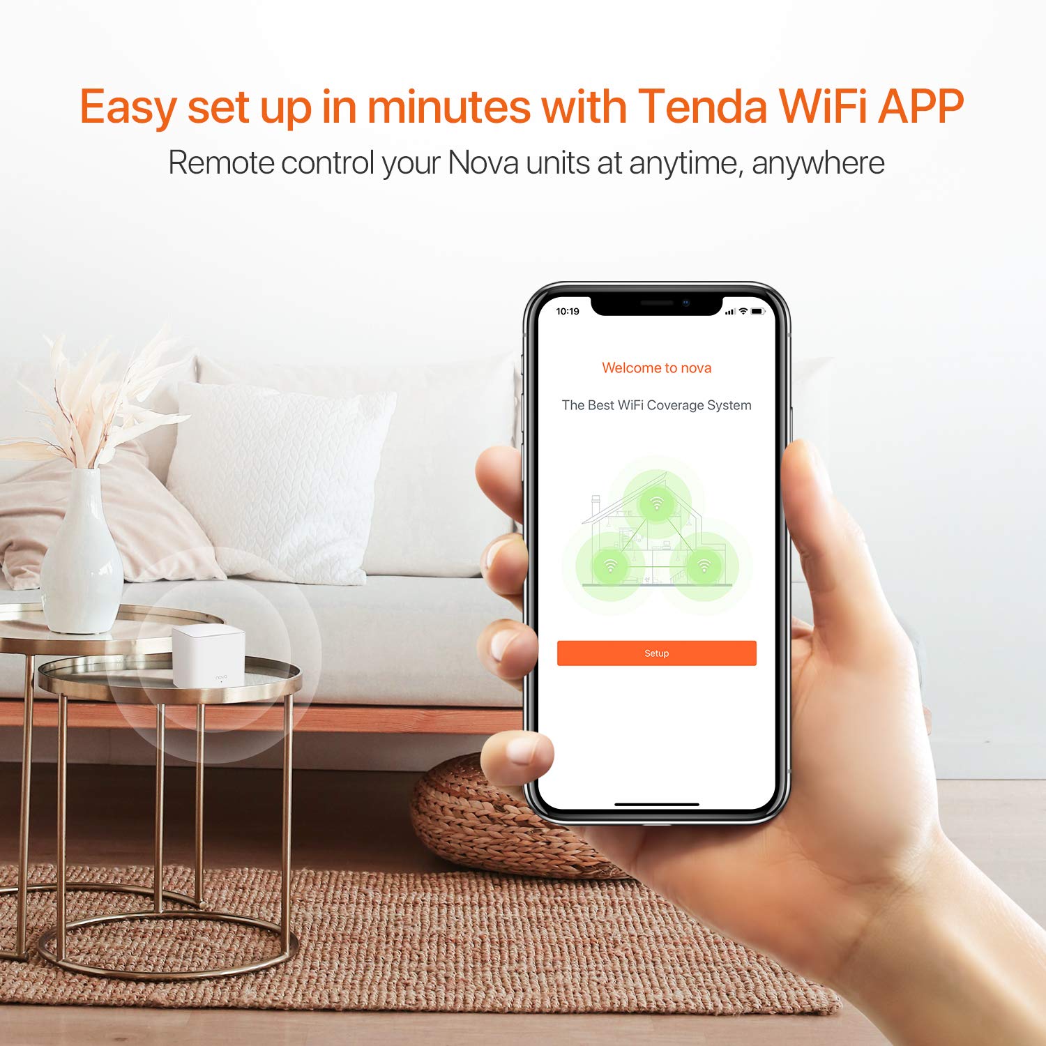 Tenda MW5G Home Mesh Wi-Fi System, 2500sq? Wi-Fi Coverage, Two Gigabit Ports, Work with Amazon Alexa, Easy Set Up, (Pack of 2)