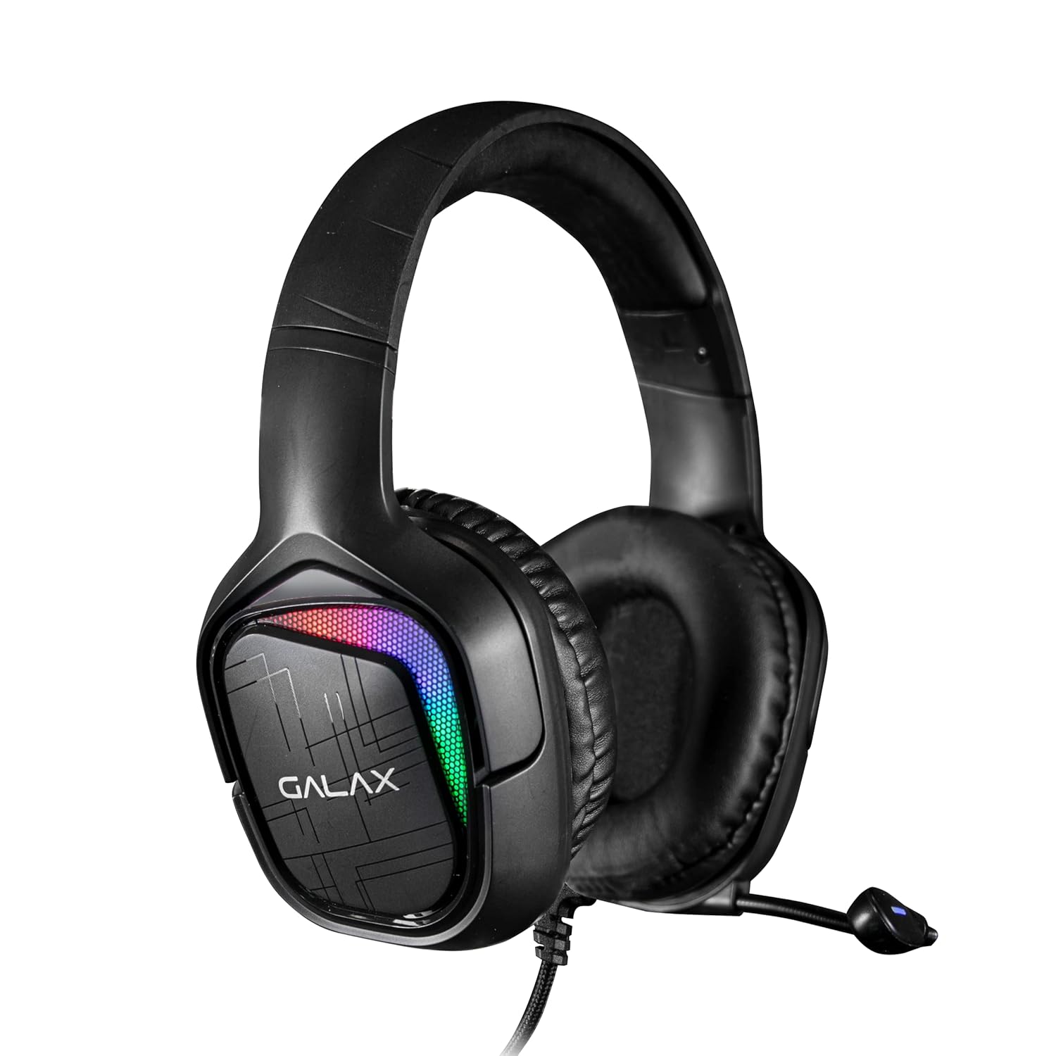 GALAX (SONAR-04) On Ear Gaming Headphones with Professional Mic | 7.1 Virtual Dynamic Surround Sound | RGB LED Lights | Premium Leather Earmuffs | USB Braided Cable | Adjustable Headband