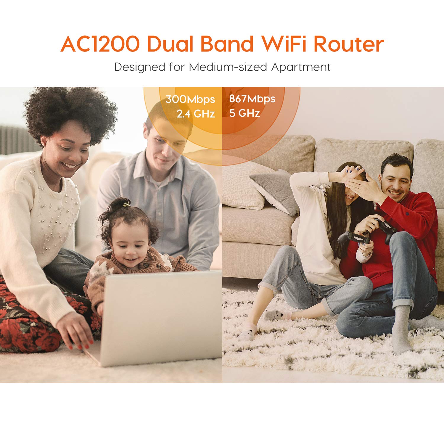 Tenda AC5 V3 AC1200 Wireless Dual Band WiFi Router,Speed Up to 867Mbps/5GHz + 300Mbps/2.4GHz, IPV6, Parental Control (White, Not a Modem)