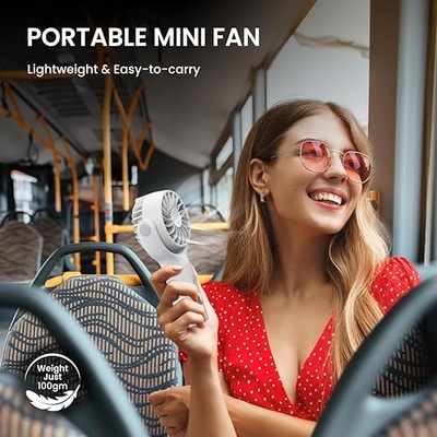 Portronics Toofan Mini Portable Rechargeable Fan with 3 Speed Modes, Upto 7800 RPM Max Speed, 2000 mAh Battery, Type C Charging Port, Magnetic Base for Stability