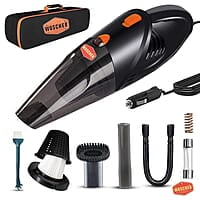 WOSCHER 2003 High Power Auto Car Vacuum Cleaner for Deep Cleaning with DC 12V, 140W Vacuum Motor & 5000 PA Powerful Suction (Black)