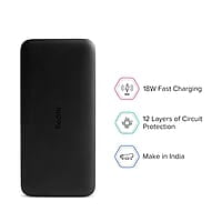 REDMI 20000 mAh Power Bank (18 W, Fast Charging) (Black, Lithium Polymer)