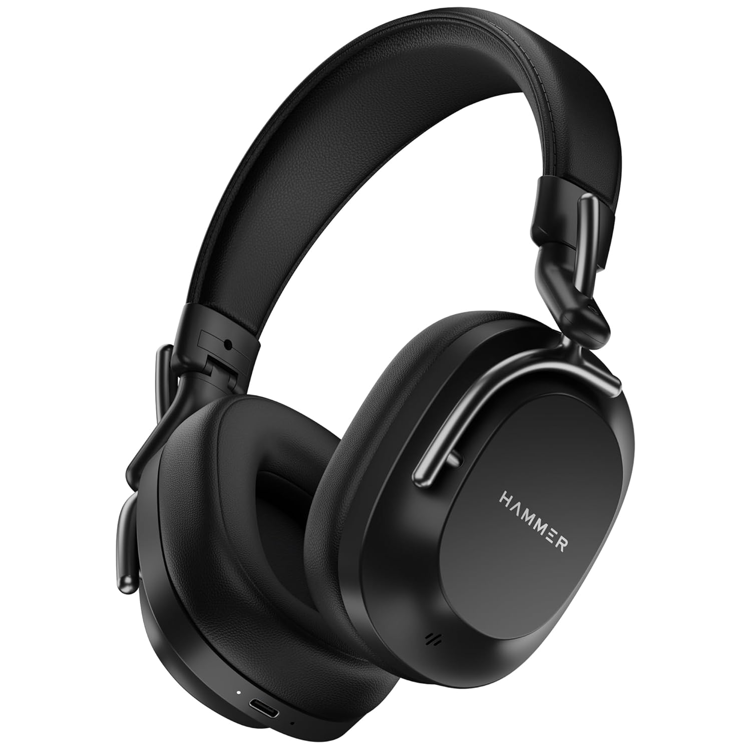 Hammer Bash Pro Wireless Headphones with 32db Hybrid ANC and Quad Mics for Clear Calling, 40mm Driver, 37Hrs Playtime, Super soft Cushion, 5.3 (Black )