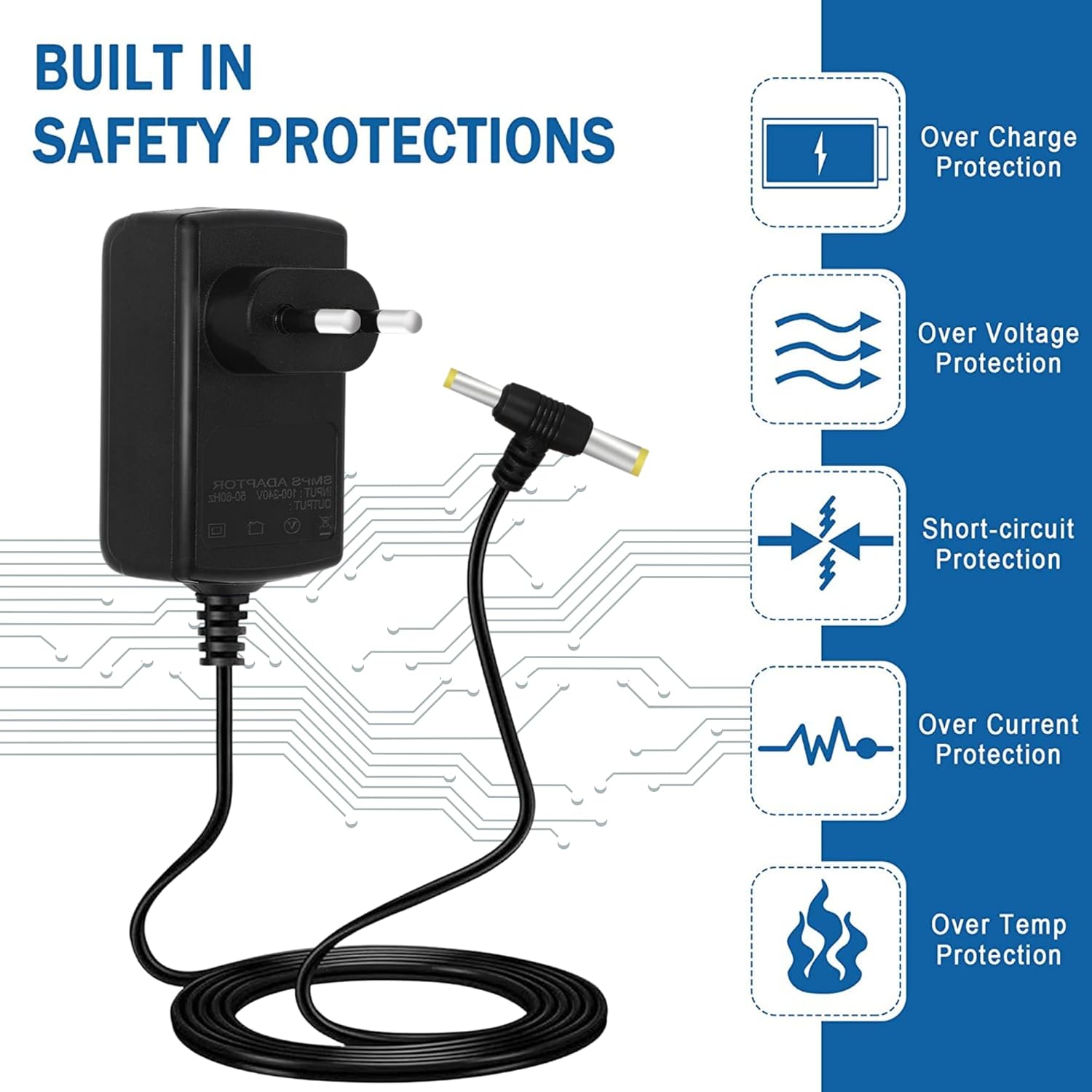 12V 2A DC Power Adapter, Power Supply AC Input 100-300 V for Set Top Box, DTH Box, CCTV System, Router, LED Light Strip, Other Electronics & IT Gadgets