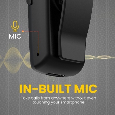 Portronics Harmonics Klip 4 Retractable Bluetooth Music & Calling Earphone with Long Playtime, Vibration Prompt (Black)