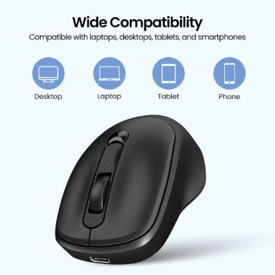 Portronics Toad 7 Wireless Mouse, Bluetooth 5.3V & 2.4 GHz Wireless, Adjust Sensitivity Upto 3200 DPI, Rechargeable Built in Battery