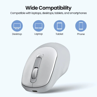 Portronics Toad 7 Wireless Mouse, Bluetooth 5.3V & 2.4 GHz Wireless, Adjust Sensitivity Upto 3200 DPI, Rechargeable Built in Battery