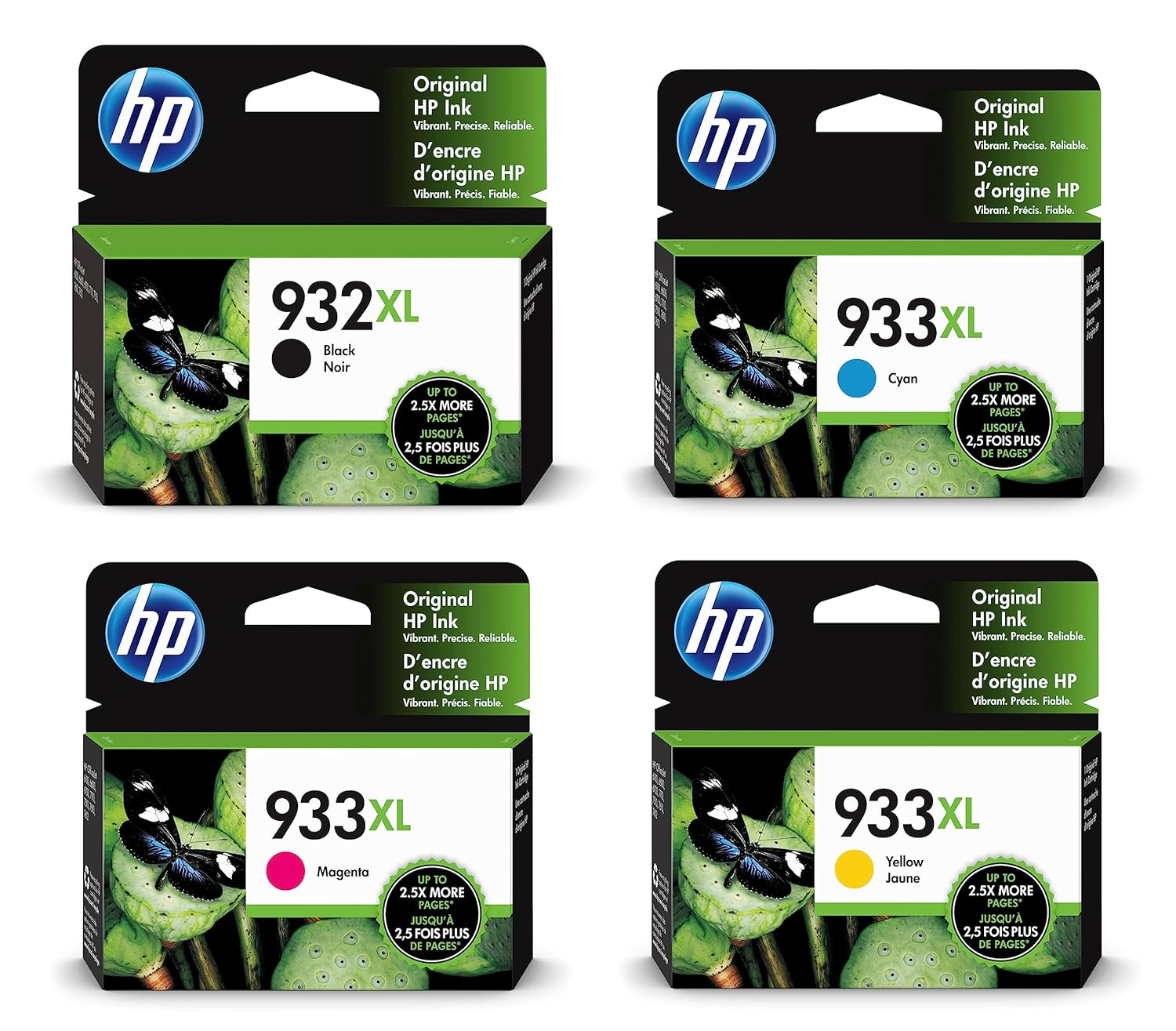 HP 932XL-933XL Ink Cartridge (CB053AN) Black and Color Inkjet - 4 pcs Set