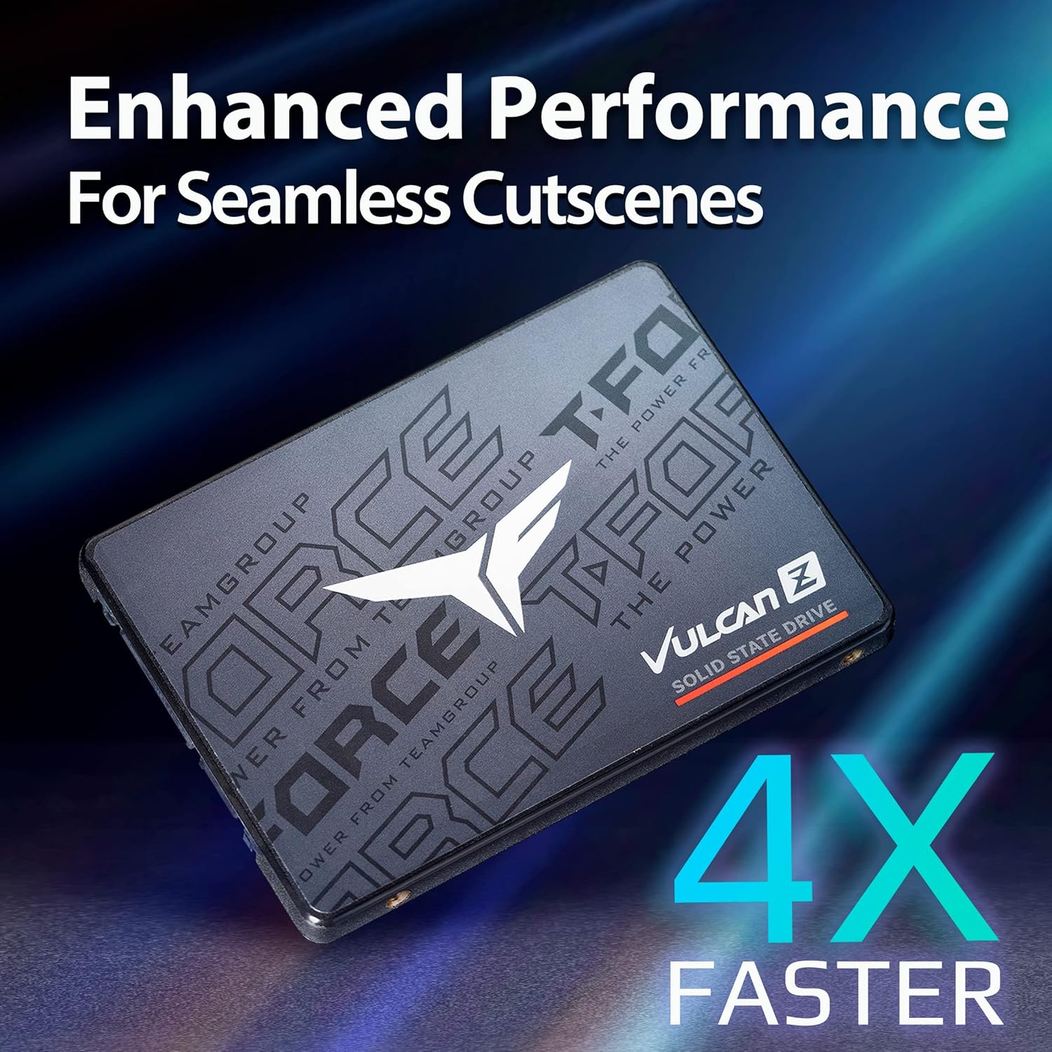 TeamGroup T-Force Vulcan Z Gaming SSD, Sata III 6Gbps Interface, SLC Cache, 3D NAND TLC, 2.5 Inch Form Factor, Internal Solid State Drive, High Performance, Low Latency