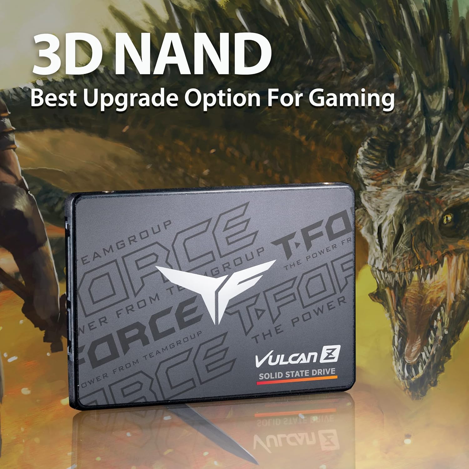 TeamGroup T-Force Vulcan Z Gaming SSD, Sata III 6Gbps Interface, SLC Cache, 3D NAND TLC, 2.5 Inch Form Factor, Internal Solid State Drive, High Performance, Low Latency