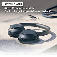 Sony WH-CH720N, Wireless Over-Ear Active Noise Cancellation Headphones with Mic, up to 35 Hours Playtime, Multi-Point Connection - Black