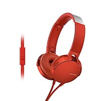 Sony MDR-XB550AP Wired Extra Bass On-Ear Headphones with Tangle Free Cable, 3.5mm Jack, Headset with Mic (Red)