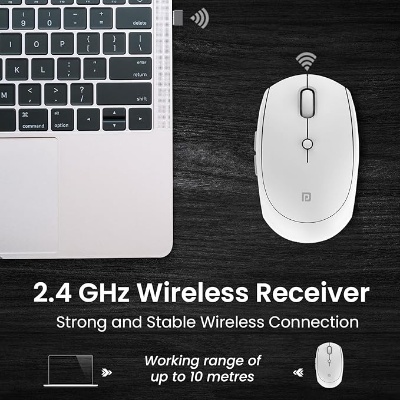 Portronics Toad 30 Wireless Mouse with 2.4 GHz Connectivity, USB Receiver, 6 Buttons, Adjustable DPI, Silicon Grip & Ergonomic Design for PC, Laptop, Mac