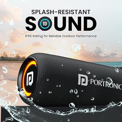 Portronics Resound 2 15W HD Sound Portable Wireless Bluetooth Speaker, in-Built Mic, RGB Lights, TWS Connectivity, Bluetooth v5.3, IPX5 Water Resistant, Type C Charging Port