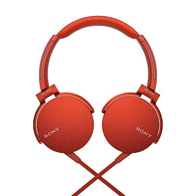 Sony MDR-XB550AP Wired Extra Bass On-Ear Headphones with Tangle Free Cable, 3.5mm Jack, Headset with Mic (Red)