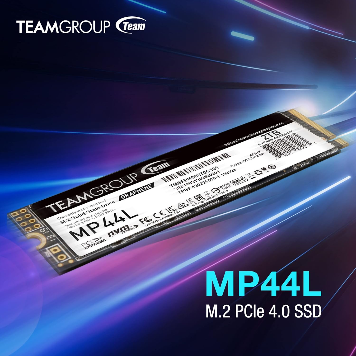 TeamGroup MP44L SLC Cache NVMe 1.4 PCIe Gen 4x4 M.2 2280 Laptop&Desktop SSD