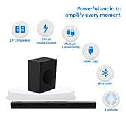 Philips TAB4218/94 2.1CH Bluetooth Soundbar - 120W RMS, Multi-Connectivity, Deep Bass (Black)