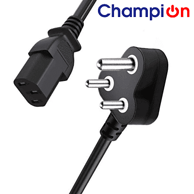 Champion Power Cord Cable for Desktop Computer 1.8 Mtr 3 Pin Cable (Black)