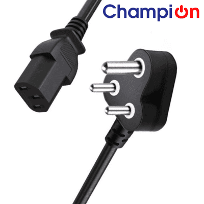 Champion Power Cord Cable for Desktop Computer 1.8 Mtr 3 Pin Cable (Black)