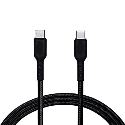 Champion Type-C to Type C 35W Braided Data Sync & Charging Cable for all Android & Type-C Devices (Black) - 1 Meter