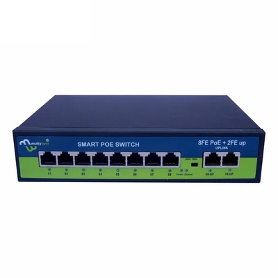 Ai Poe 8+2 Over Ethernet Switch Full Giga Port (8Ge + 2Ge), 802.3Af/At Poe+ 100MB-ps, 120W BuiltIn Power, Extend To 250Meter,Unmanaged Metal Plug And Play