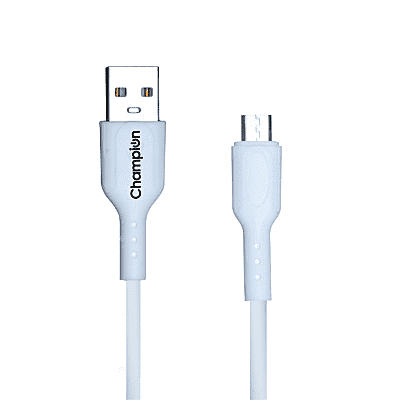 Champion USB to Micro 2.4Amp Data Sync & Charging Cable PVC 1M for all Android & Micro USB Devices (White)