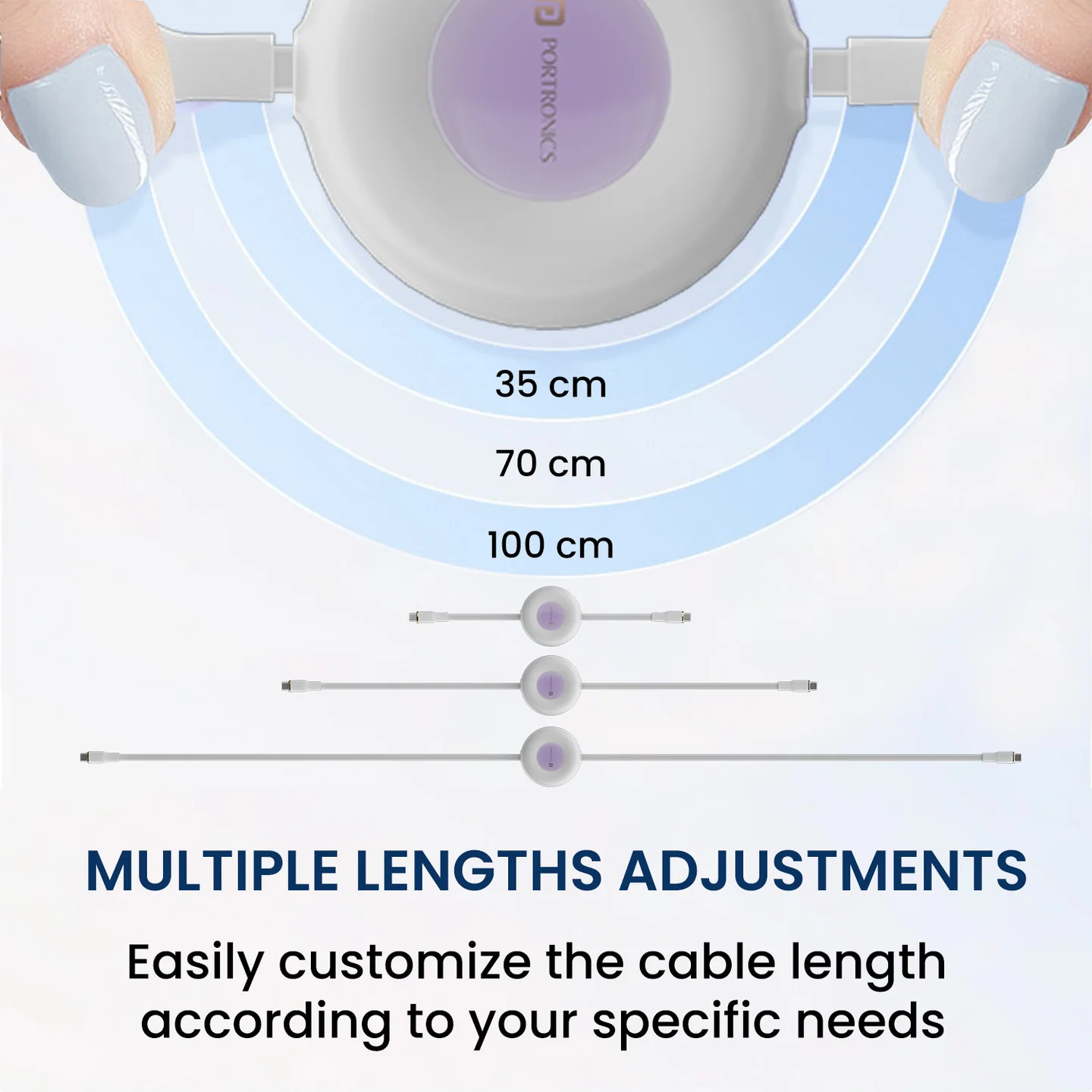 Portronics [ Upgraded Konnect Recoil ] PD Type C to Type C Cable 60W Pd Fast Charging Cable,Retractable Charging Cable,Compatibility with iPhone 15 Series & Type C Smartphones.