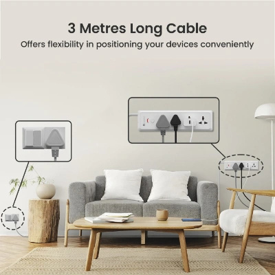 Portronics 16 Amp Power Plate 17 Extension Board with 4 Universal Sockets, 3840 Watts, 3m Cord, Resettable Fuse, Safety Shutter, 1-Socket 16A + 3-Socket 6A, Multi Plug for Home Appliances (White)