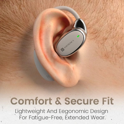 Portronics Harmonics Twins 31 Over Ear OWS Smart Wireless Earbuds with HD Mic, Secure & Flexible Earhook, Touch Control, 24 Hrs Playtime, Music/Gaming Mode, BT 5.4V, Light Weight