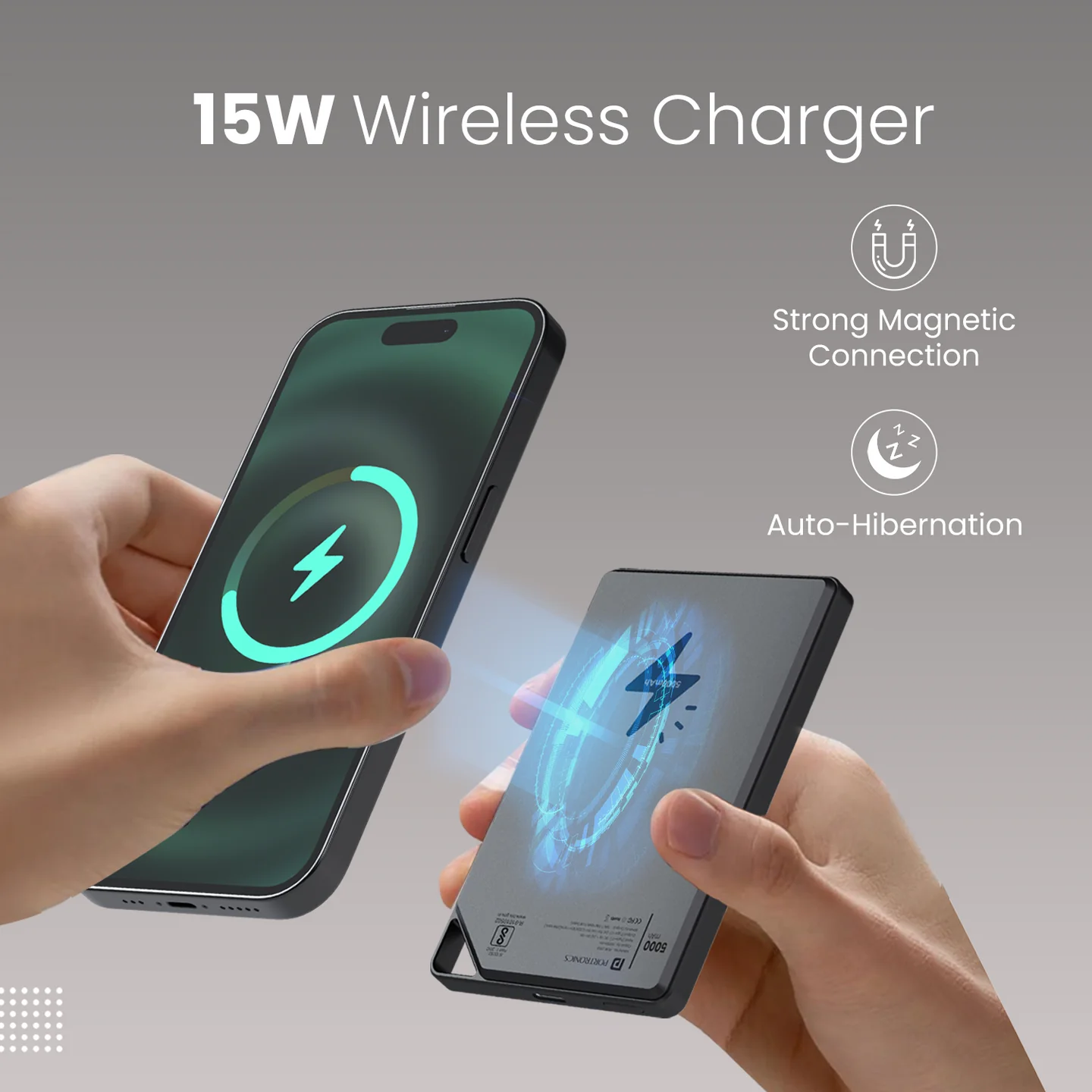 Portronics Boosty 5k 5000mAh 15W Wireless Magnetic Fast Charging Nano Powerbank