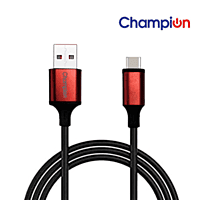 Champion USB to Type-C 3Amp Data Sync & Charging Cable Metal 1M for all Android & USB Type-C Devices (Red)