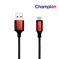 Champion USB to Type-C 3Amp Data Sync & Charging Cable Metal 1M for all Android & USB Type-C Devices (Red)