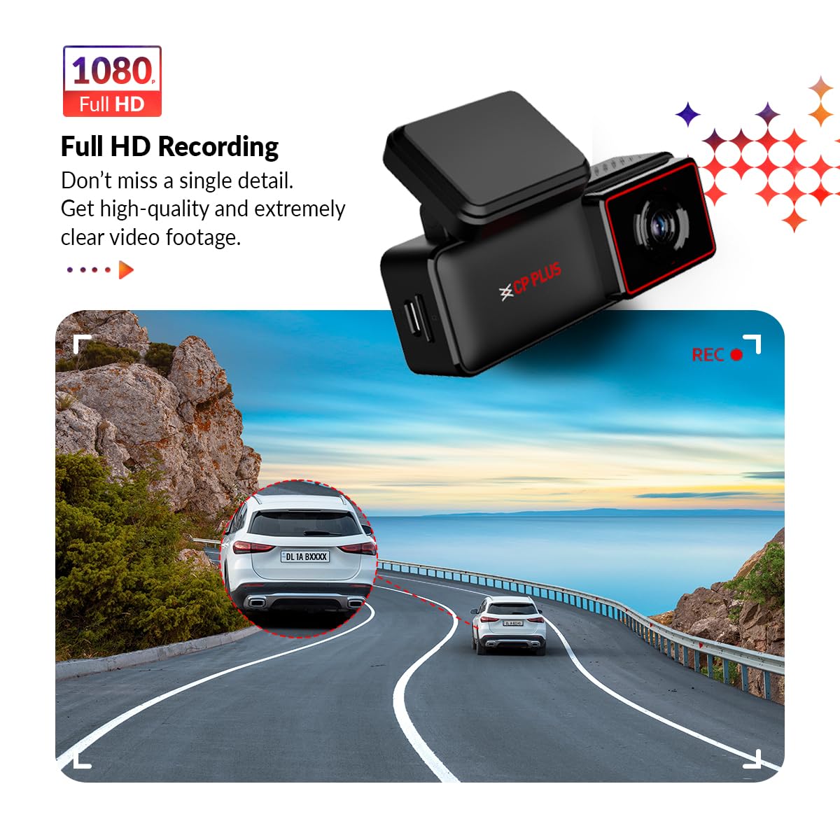 CP PLUS CP-AD-H2B-PW Car Dashcam | 2MP Full HD | GPS | Night Vision | G-Sensor | Wide-Angle View | Ideal for Large Cars & SUVs