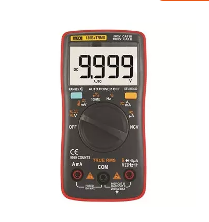 Meco 135 B + 4 Digit / 9999 Count TRMS Autoranging Pocket Size Digital Multimeter with Backlight,Diode Test, Audible Continuity, Data Hold, NCV and APO functions