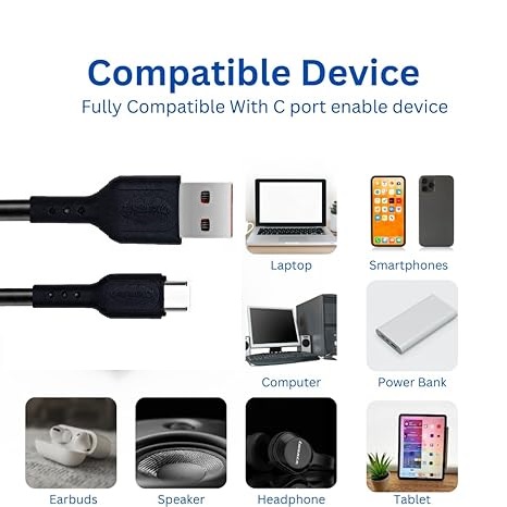 USB Cable for Power Banks, Headphones,Neckband and Other USB Devices (30cm) - 2.4A