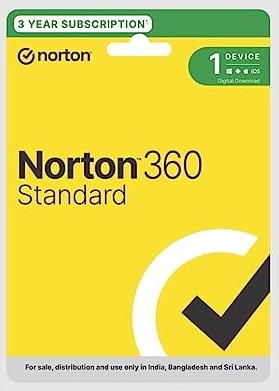 Norton 360 Standard |1 User 3 Year|Total Security for PC, Mac, Android or iOS | PC Cloud Back Up