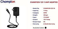 Champion 12V 1A DC Power Supply Adapter (Black)