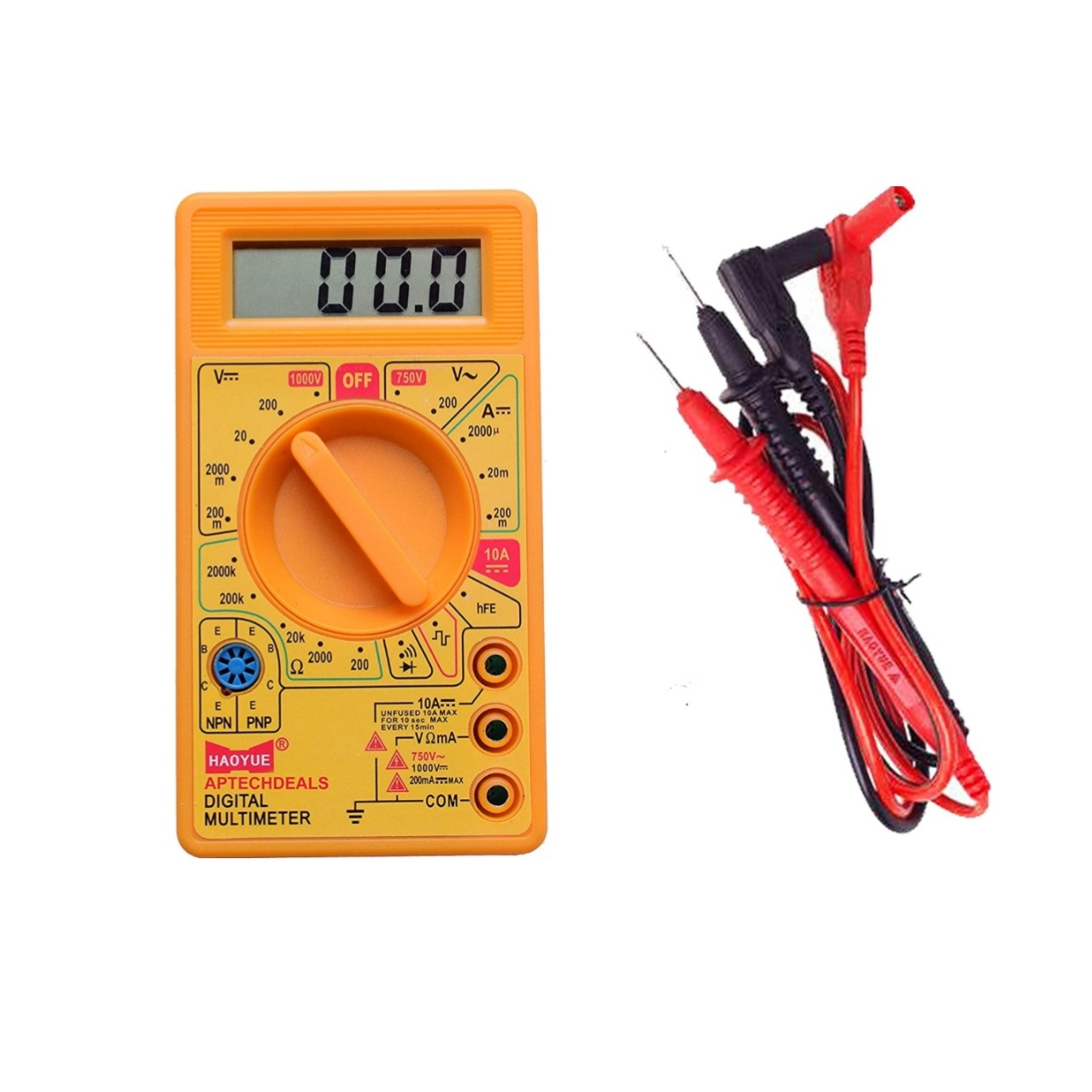 LCD Display Digital Multimeter ,Accurate Voltage & Current Testing, Compatible for Home, Lab & Industrial Use (Yellow)