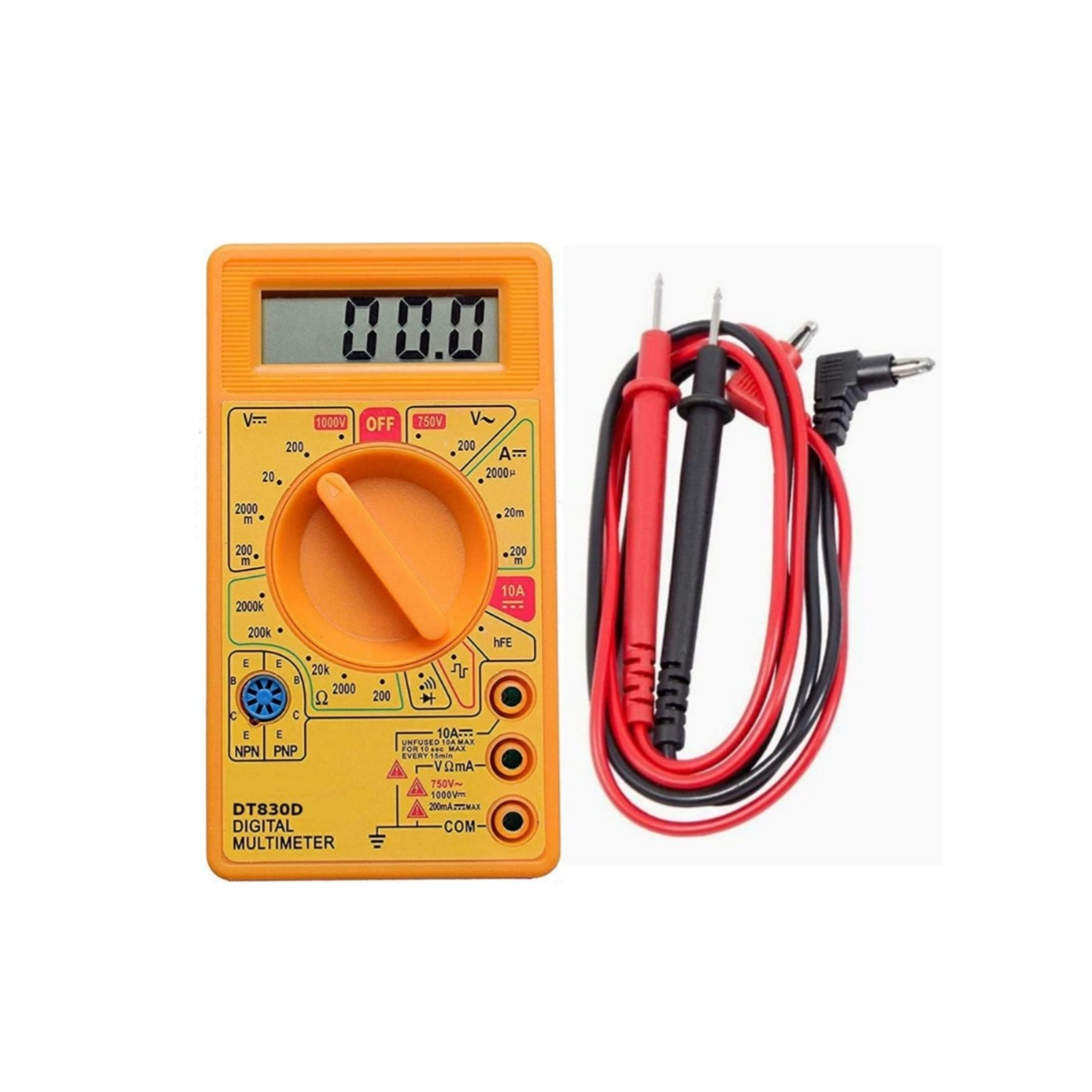 LCD Display Digital Multimeter ,Accurate Voltage & Current Testing, Compatible for Home, Lab & Industrial Use (Yellow)