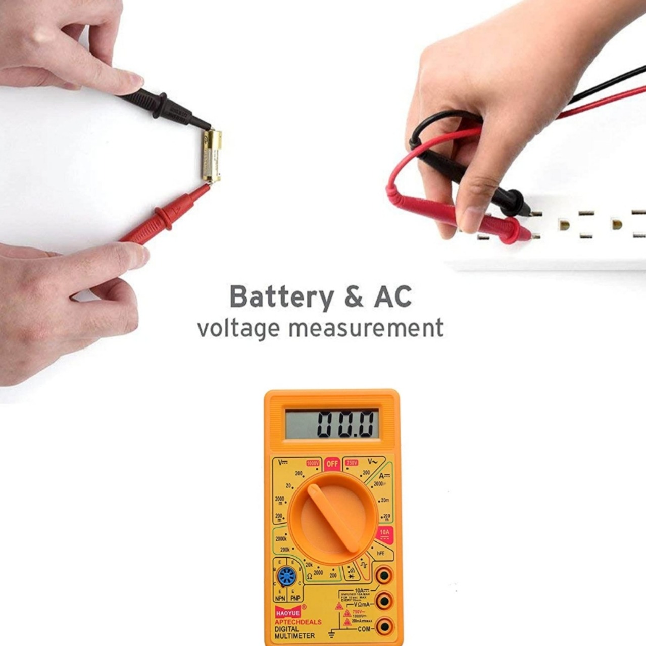 LCD Display Digital Multimeter ,Accurate Voltage & Current Testing, Compatible for Home, Lab & Industrial Use (Yellow)