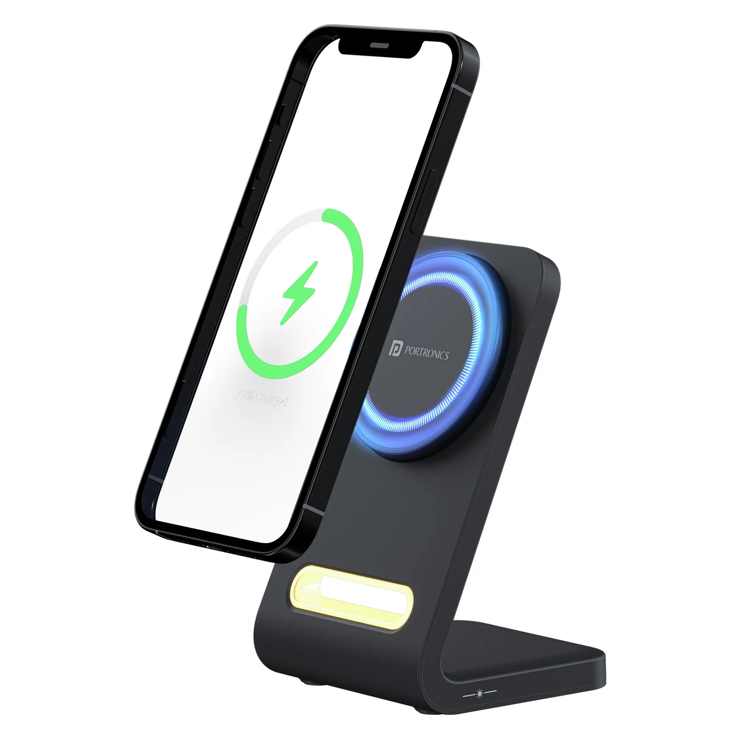 Portronics Flux 15W Qi2 Enabled Wireless Charger, iPhone 15/15 Plus/15 Pro/15 Pro Max (Black)