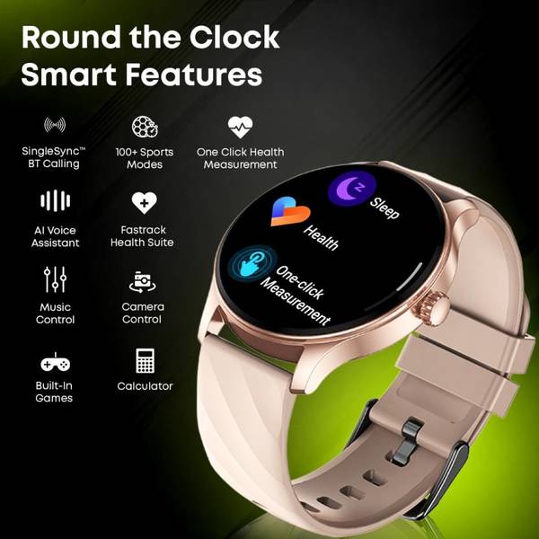 Fastrack Jupiter R1 1.38" (3.50cm) Round HD Display, SingleSync BT Calling, Advanced Chipset Smartwatch