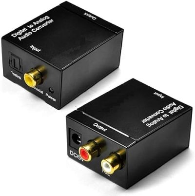 Digital to Analog Audio Converter SPDIF Optical Coax to Analog RCA 2.1 Stereo Audio Converter Adapter