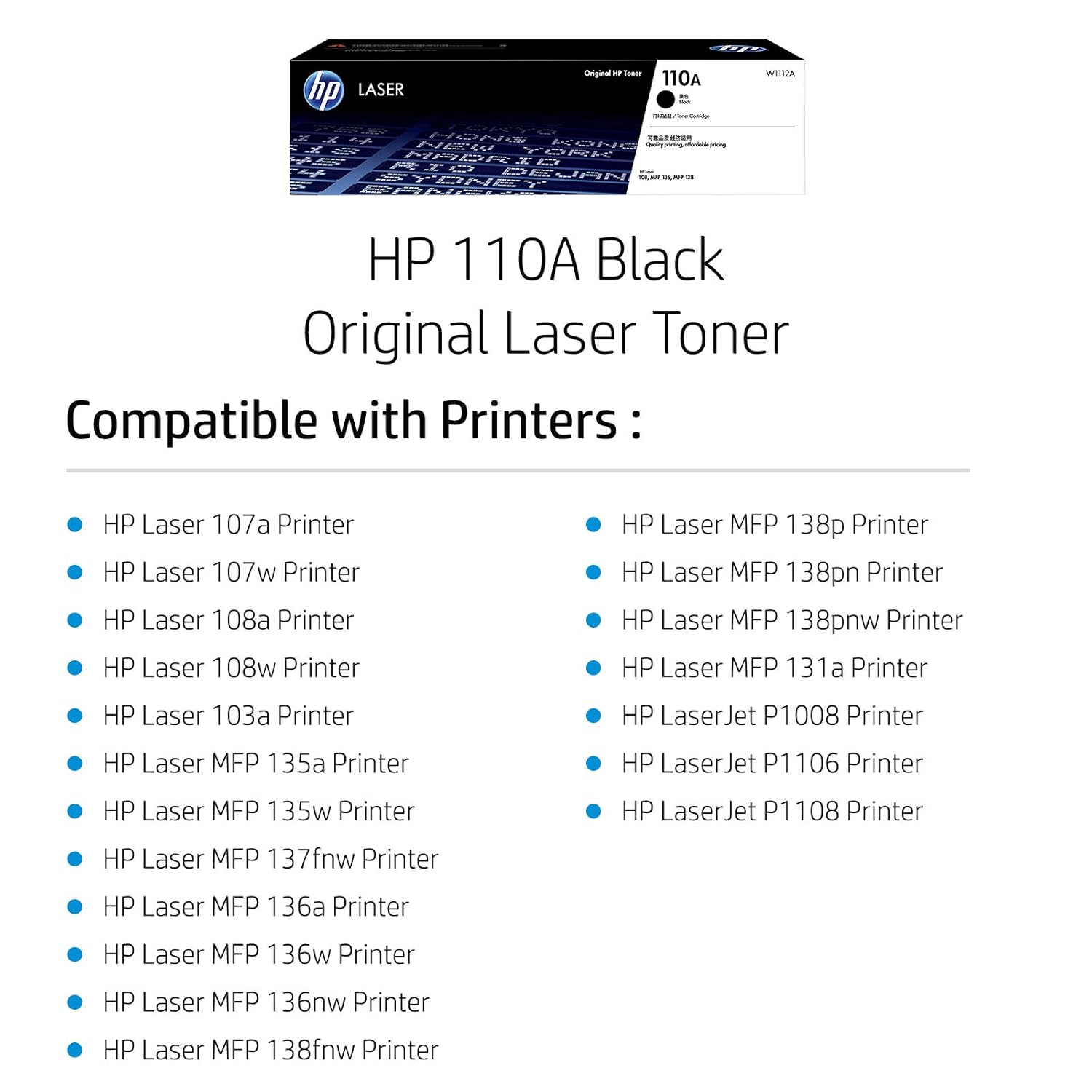 HP 110A Original Laser Toner Cartridge For HP Laser 100 Printer series, HP Laser MFP 130 Printer series- Black