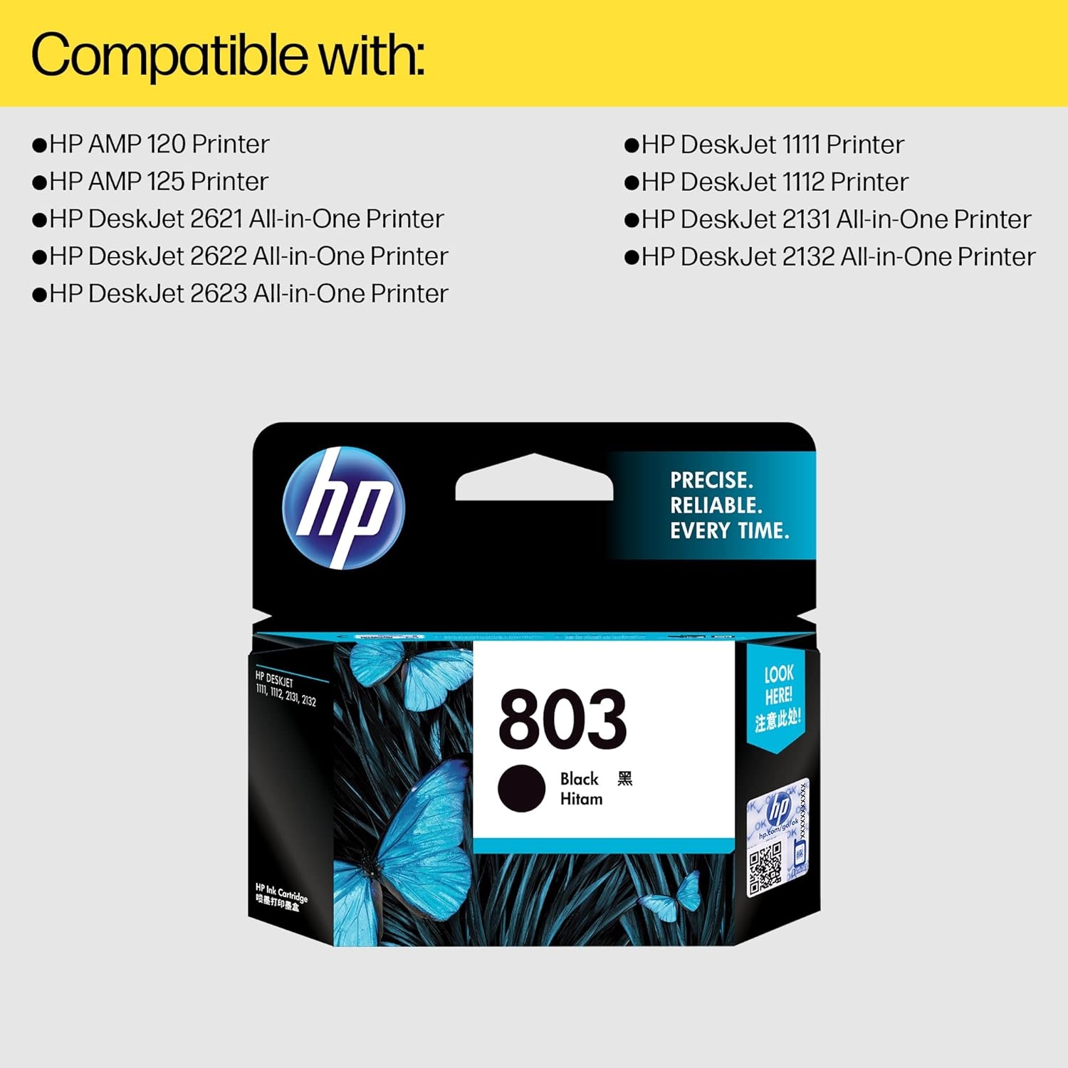 HP 803 Ink Cartridge For HP DeskJet All-in-One (2132, 2131, 2623, 2622, 2621), HP DeskJet (1112, 1111) Printers